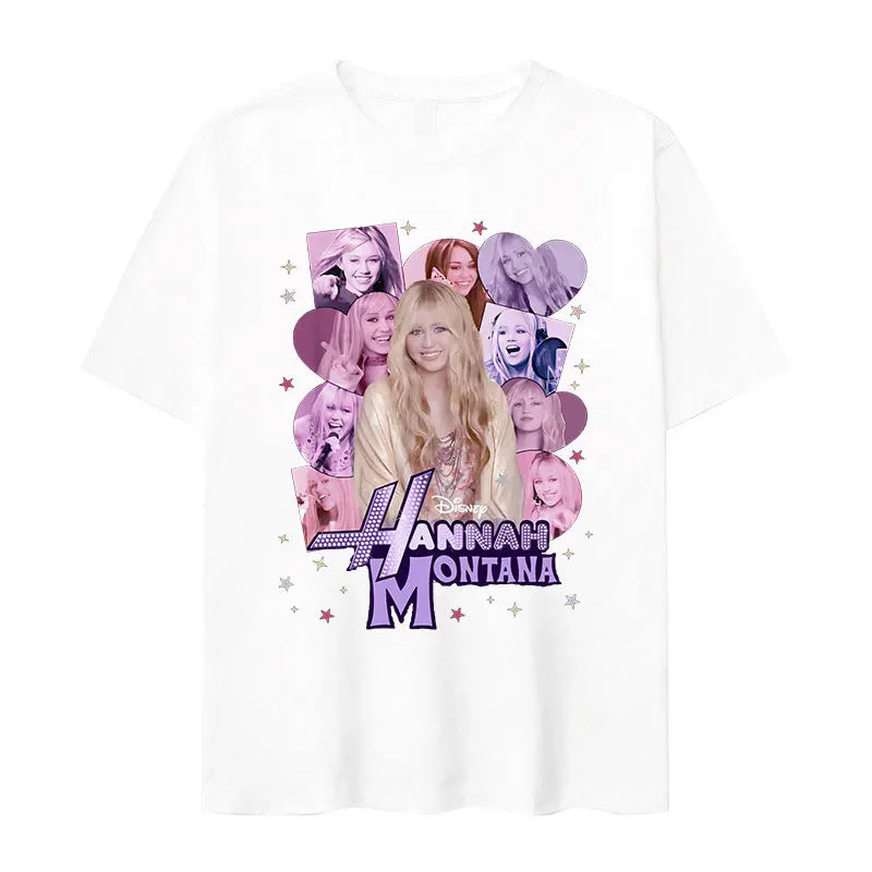 Hannah Montana Miley Cyrus Oversized Graphic T-Shirt – 100% Cotton, Aesthetic Fashion for Men & Women - Premium T-Shirt from Lizard Vigilante - Just $32.88! Shop now at Lizard Vigilante