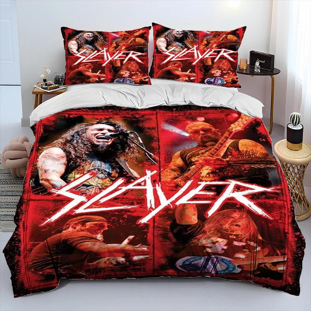 Slayer Show No Mercy Heavy Metal Band Music Comforter Bedding Set, Duvet Cover Bed Quilt Cover Pillowcase,king Queen Size Bedding Set Kids - Lizard Vigilante