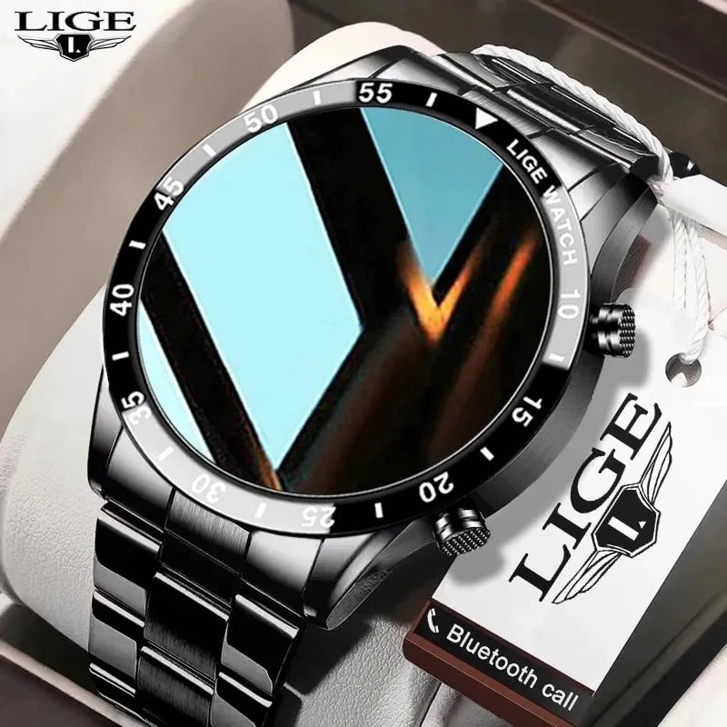 LIGE 2024 Smart Watch Men Full Circle Digital Touch Screen Bluetooth Call Men Smartwatch Waterproof Sport Activity Fitness Watch+Box - Lizard Vigilante