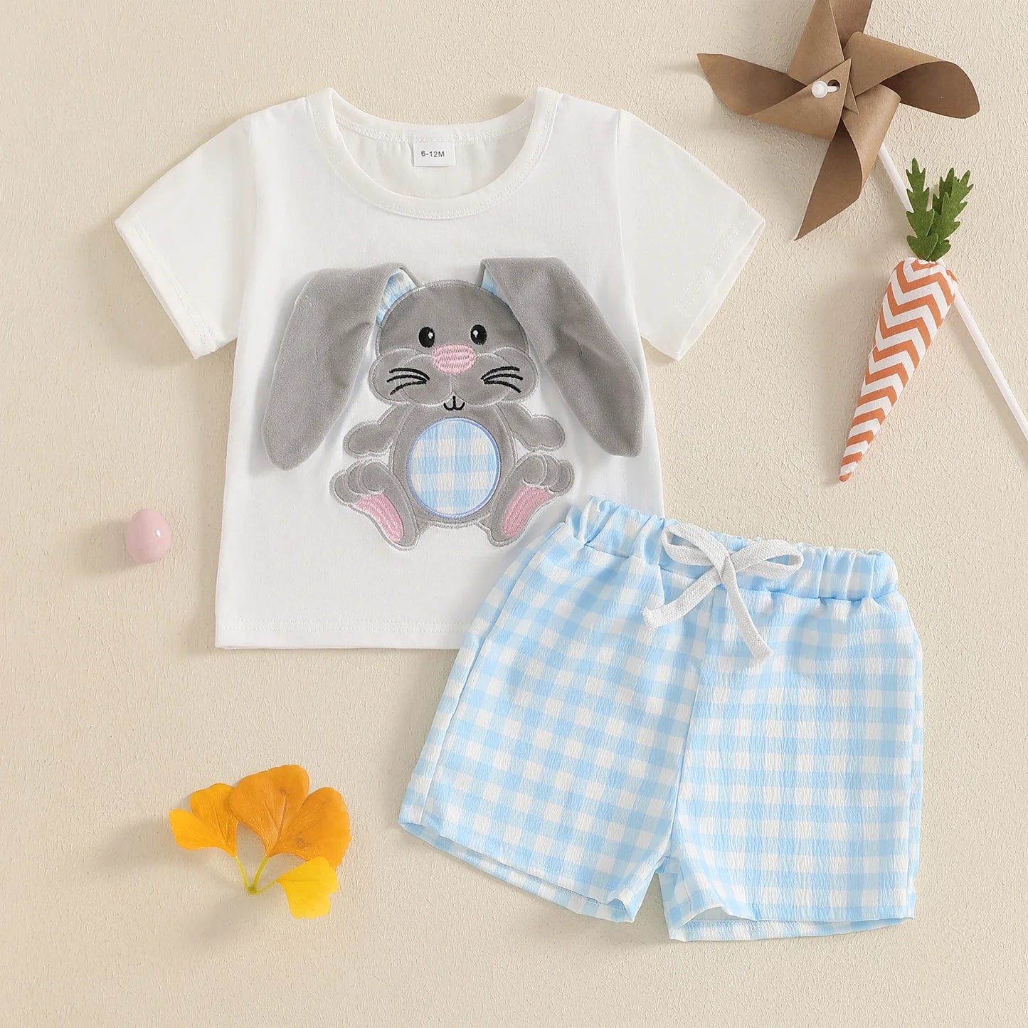 ma&baby 6M-4Y Easter Toddler Kid Baby Boys Clothes Sets Summer Outfits Bunny Short Sleeves T-Shirt  Plaid Shorts