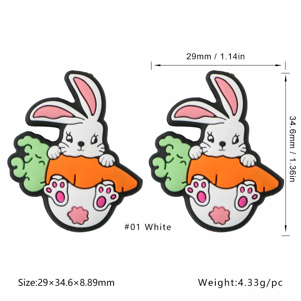 Kovict 5/10Pcs New Focal Silicone Beads Easter Series Bead For Jewelry Making DIY  KeyChain Bracelet Necklace Pen Accessories