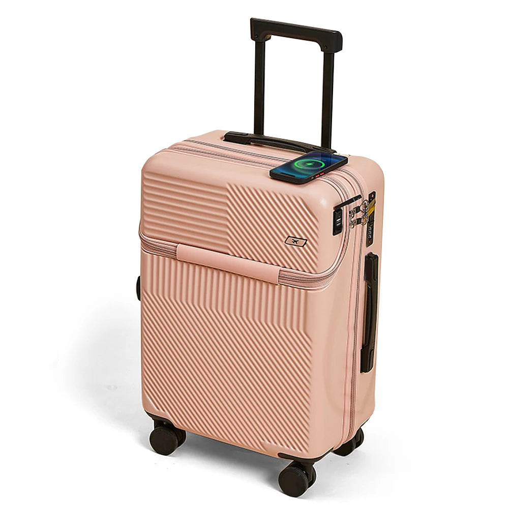 20" Expandable Carry-On Suitcase with USB Charging – Scratch-Resistant, Spinner Wheels, and Front Access for Ultimate Travel Convenience - Premium luggage from Lizard Vigilante - Just $95.99! Shop now at Lizard Vigilante