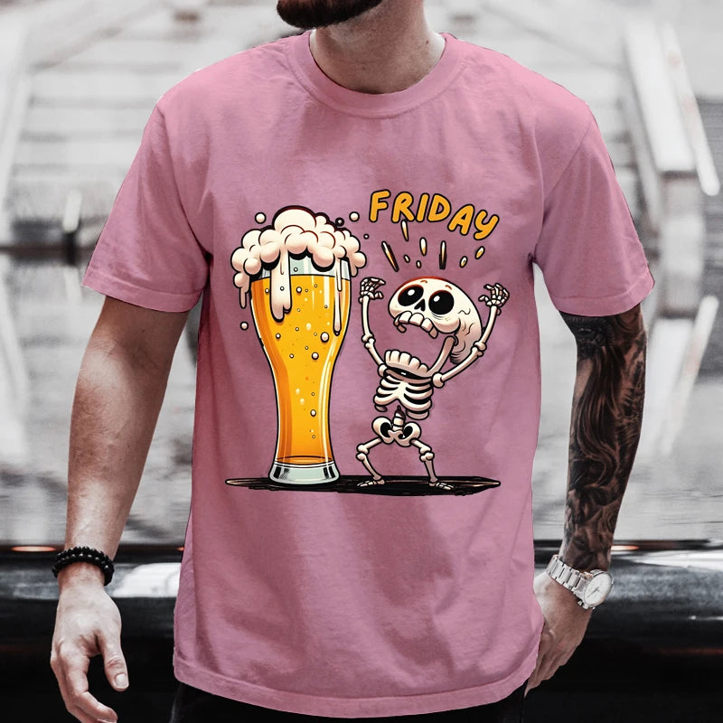 Sale Beer T-Shirts Funny 3D Skull Print T Shirt For Men Fashion New Oversized T-shirt Casual O-neck Short Sleeve Tops - Premium T-Shirt from Lizard Vigilante - Just $11.99! Shop now at Lizard Vigilante