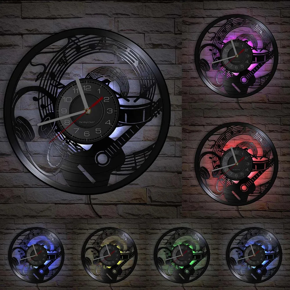 Guitar Player Vinyl Record Wall Clock: The Rock Music Instrument Wall Art for Your Living Room