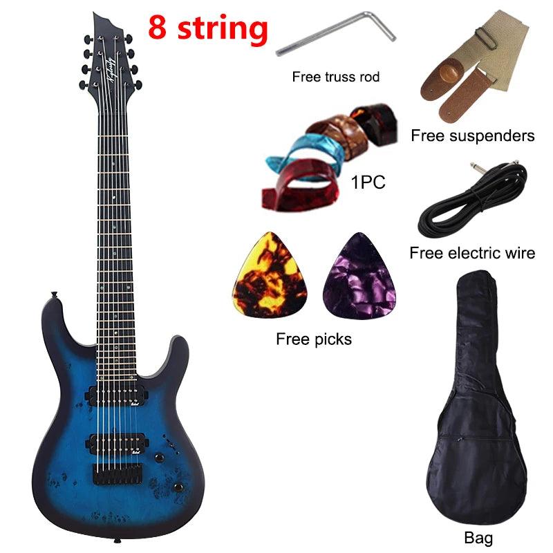 Tree Burl Top Electric Guitar 7 & 8 String Guitars 39 Inch Natural Color 24 Frets Canada Maple Neck with Korean-made Pickup - Lizard Vigilante