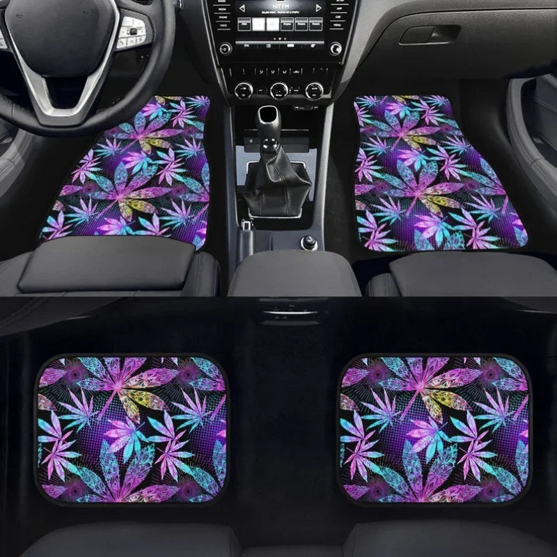 Trippy Cannabis Psychedelic Car Floor Mats – Vibrant Weed Smoker Accessories, Hippie Marijuana Design for SUVs, Trucks, Sedans, Vans - Premium floor mats from Lizard Vigilante - Just $38.88! Shop now at Lizard Vigilante