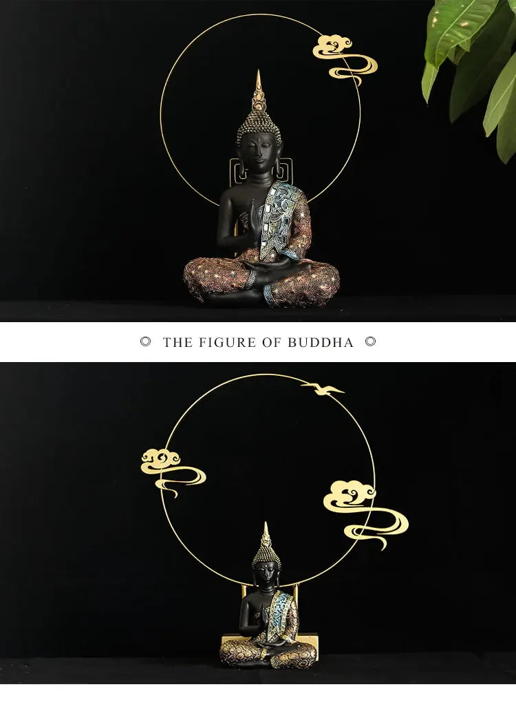 Large Buddha Statue Thailand Buda Buddha Sculpture Green Resin Handmade Buddhism Hindu Fengshui Figurine Meditation Home Decor