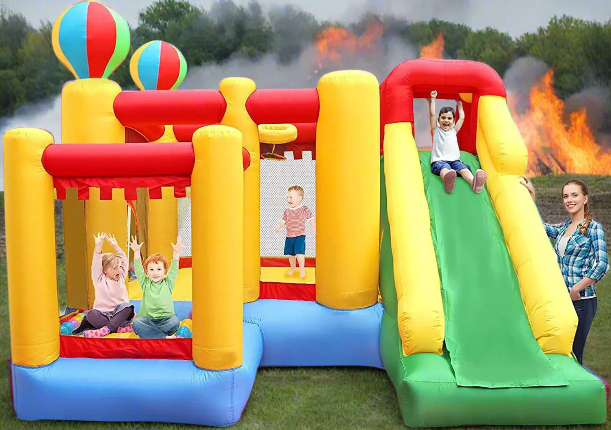 Inflatable 6-in-1 Bouncy Castle – Ultimate Jumping Kingdom with Slide, Climbing Wall, Ball Pit & More! Includes Blower for Hours of Fun - Premium bounce house from Lizard Vigilante - Just $701.08! Shop now at Lizard Vigilante