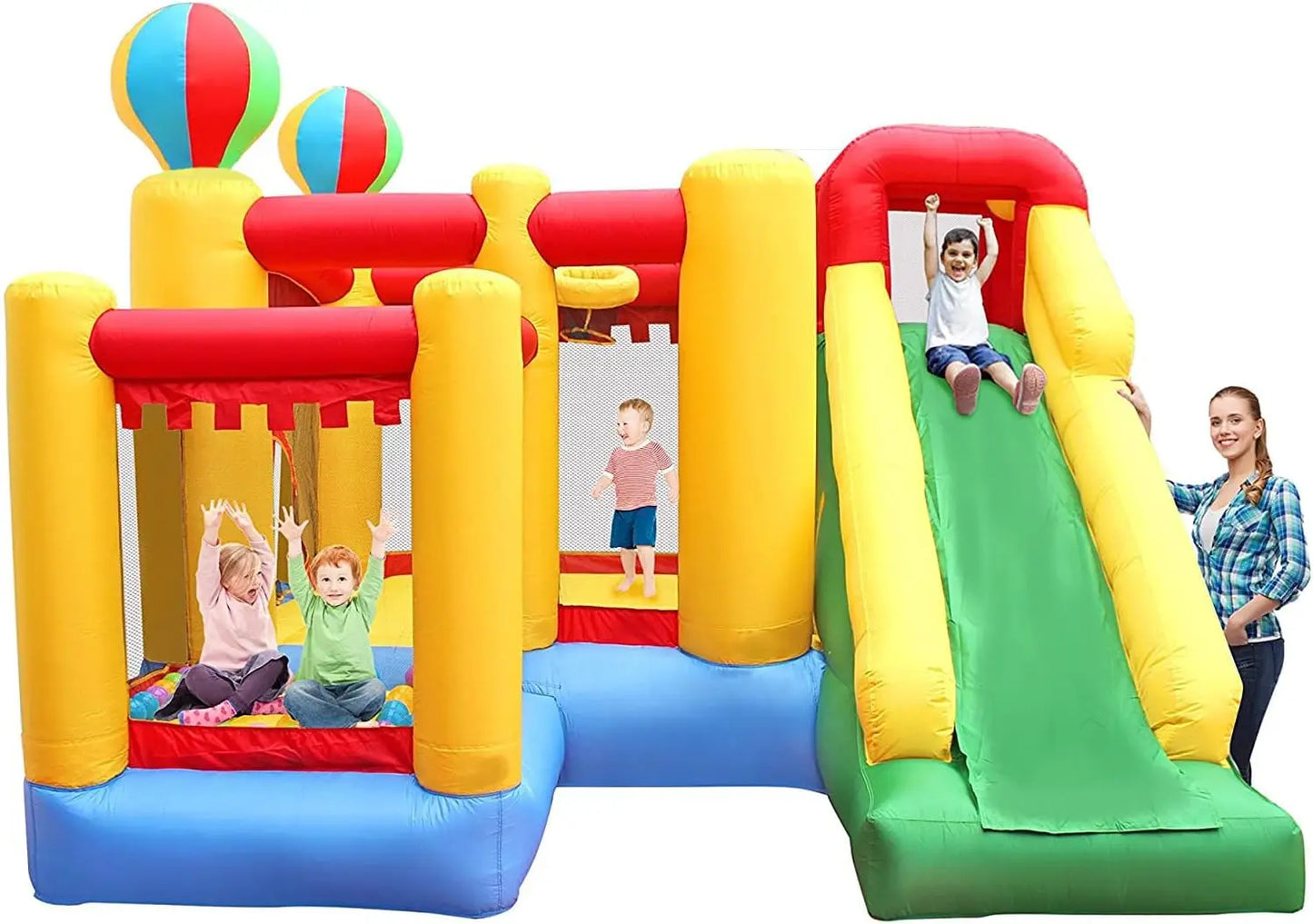 Inflatable 6-in-1 Bouncy Castle – Ultimate Jumping Kingdom with Slide, Climbing Wall, Ball Pit & More! Includes Blower for Hours of Fun - Premium bounce house from Lizard Vigilante - Just $701.08! Shop now at Lizard Vigilante