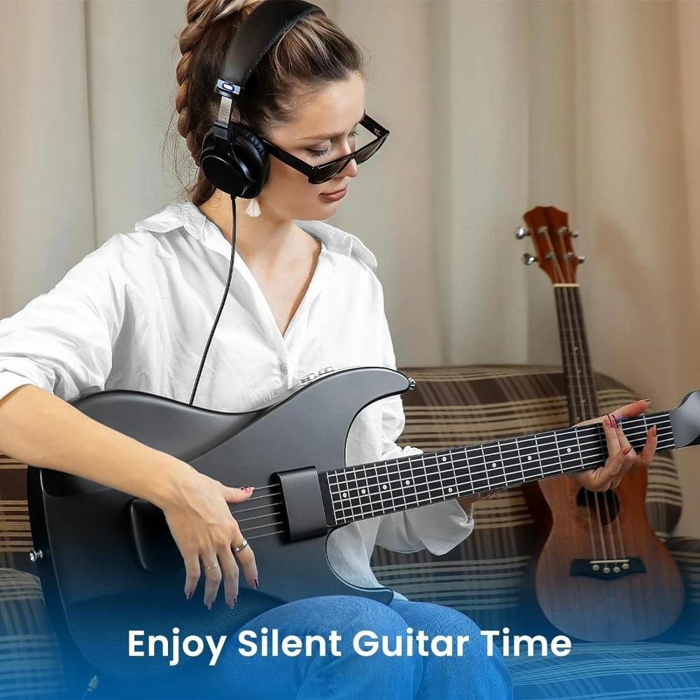 Stringless Guitar, Acoustic Electric Travel Guitar, Birthday Gifts Children for Guests, Portable Silent Guitar with Removable Neck - Premium Electric Guitar from Lizard Vigilante - Just $469.99! Shop now at Lizard Vigilante