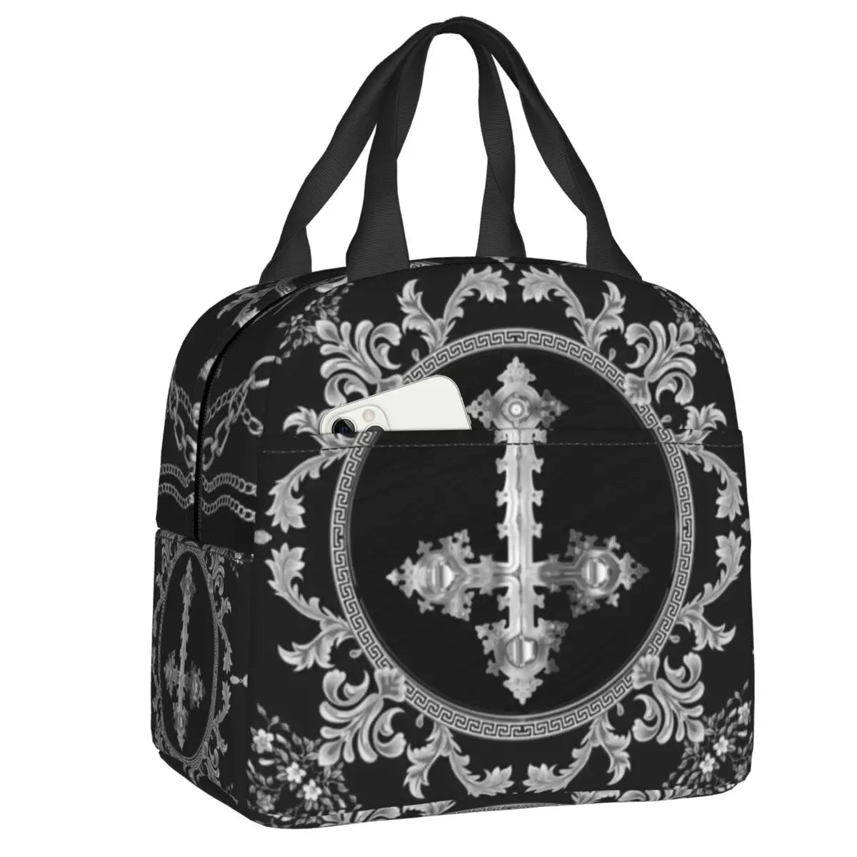 Baroque Antichrist Insulated Lunch Bag – Gothic Elegance Meets Practical Design for School, Work & Everyday Style - Premium bag from Lizard Vigilante - Just $26.66! Shop now at Lizard Vigilante