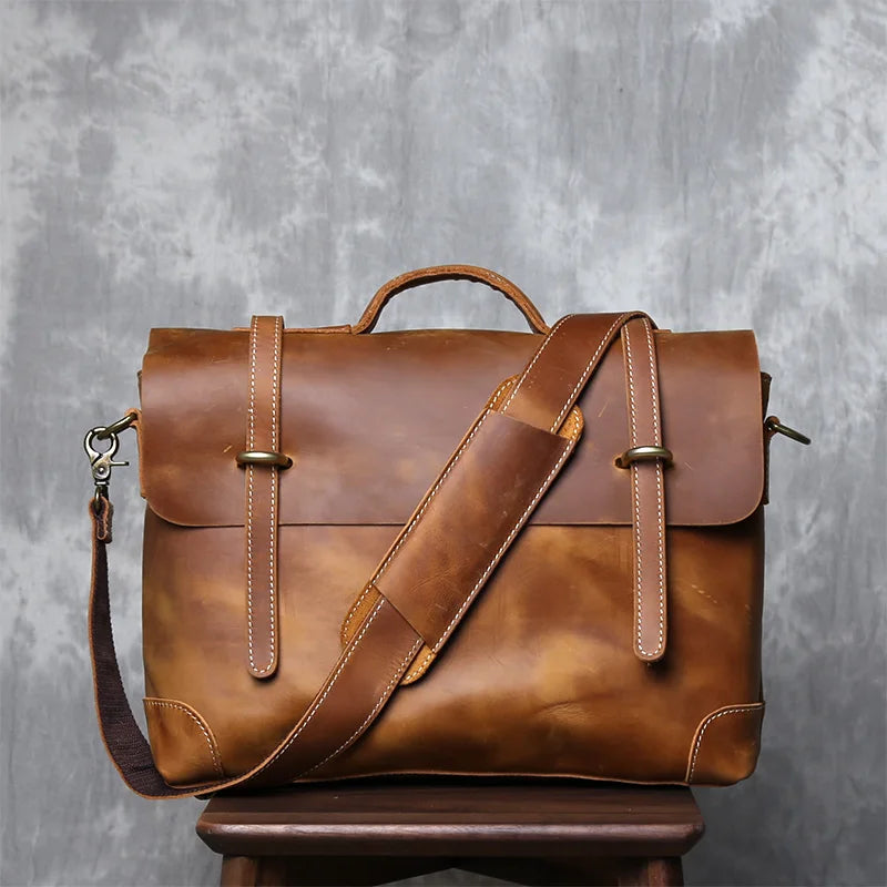 Vintage Leather Messenger Bag - Timeless Style and Durability - Premium messenger bag from Lizard Vigilante - Just $138.88! Shop now at Lizard Vigilante