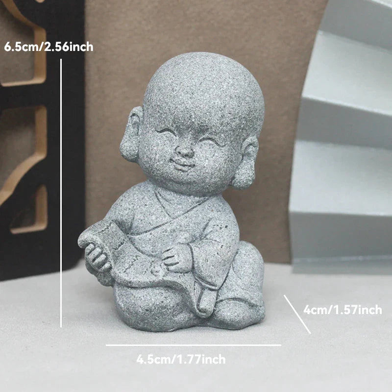 Buddha Stone Statue Little Buddhist Monks Tibetan Buddhism Figurines Zen Garden Ornament Meditation Home Aquarium Decoration