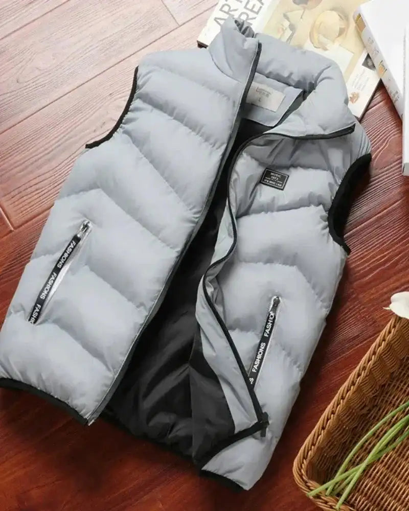 2024 New Puffer Sleeveless Coats Mens Solid Color Down Jacket Winter Warm Vest Jacket Men Waistcoat Outwear Windbreaker Clothing