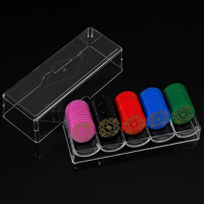 Poker Chips Storage Box – Transparent Acrylic Casino Gambling Chip Organizer with Cover – Holds 100 Chips, Perfect for Home & Party Games - Premium poker chip organizer from Lizard Vigilante - Just $21.08! Shop now at Lizard Vigilante