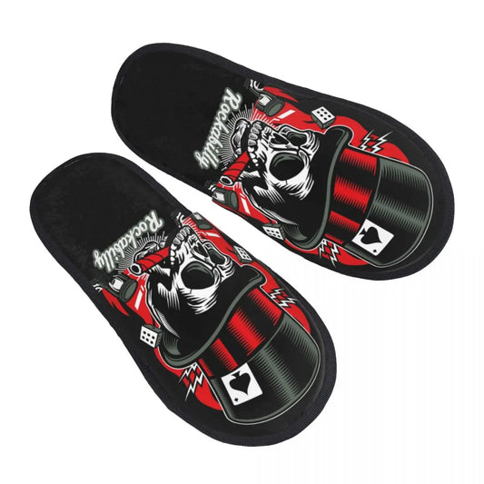 Rockabilly Skull Retro Classic Rock and Roll Slippers - Premium slippers from Lizard Vigilante - Just $23.88! Shop now at Lizard Vigilante