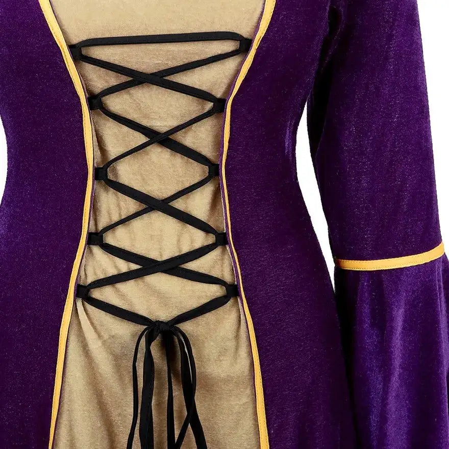 Medieval Renaissance Velvet Long Dress Women Victorian Retro Fancy Gown Halloween Cosplay Costume Plus Size