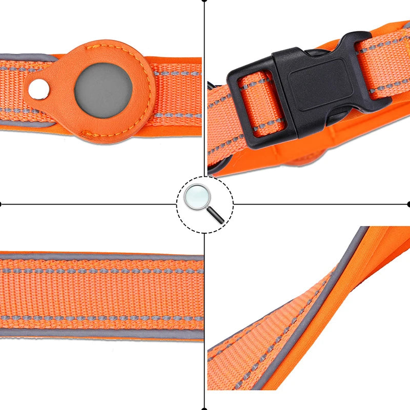 Easy To Use Anti-Lost Dog Collar with Airtag Holder | Reflective, Waterproof, & Adjustable - Perfect for Large Dogs - Premium dog collar from Lizard Vigilante - Just $24.88! Shop now at Lizard Vigilante