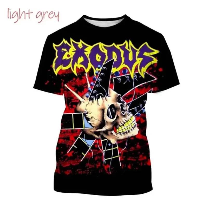 Metal Rock Exodus Band 3D Print O-Neck Tshirt Men Fashion Tees Casual Short Sleeve Oversized  Y2K Harajuku Unisex Clothing - Premium T-Shirt from Lizard Vigilante - Just $23.99! Shop now at Lizard Vigilante