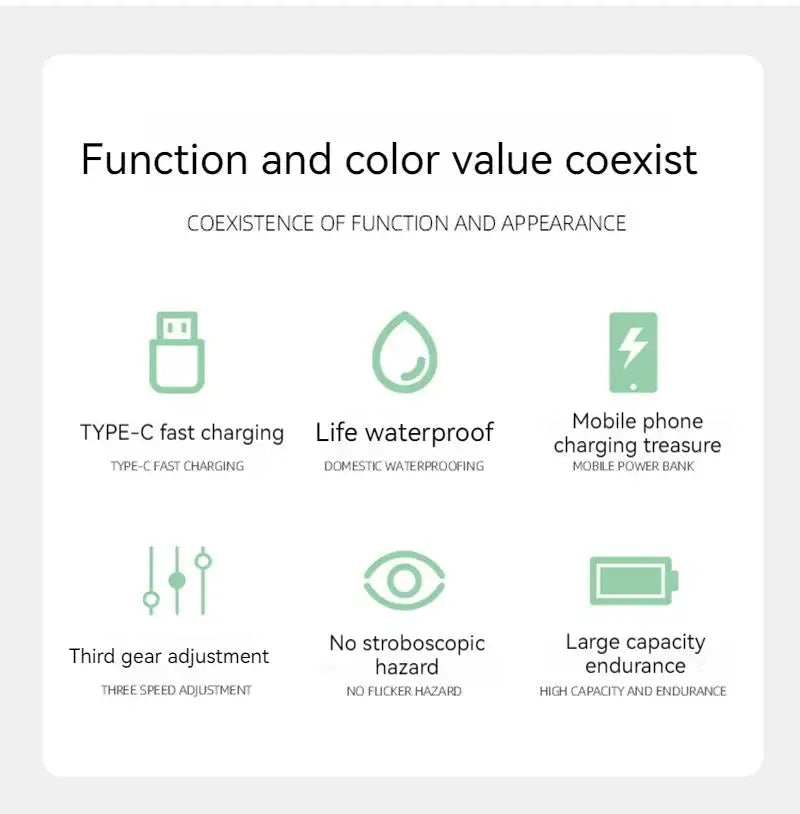 Protable Rechargeable Camping Light Tent Chandelier Ultra Long Life Multi-function Flashlight Folding Hand Lamp