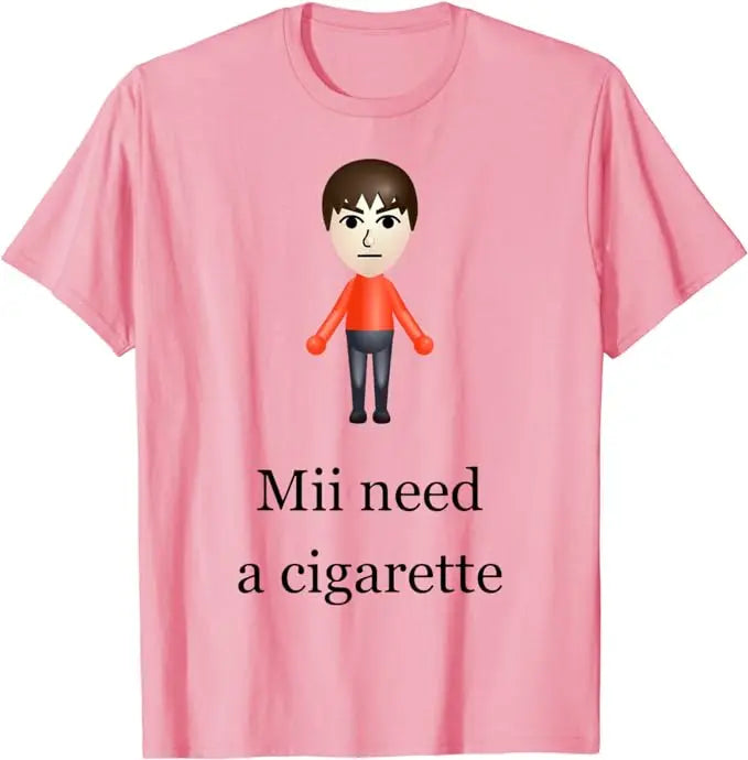 Mii Need A Cigarette T-Shirt – Funny Men's Fashion Novelty Tee, Humorous Gift, Short Sleeve Graphic Top - Premium tshirt from Lizard Vigilante - Just $23.95! Shop now at Lizard Vigilante