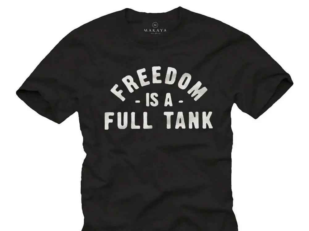 Freedom is a Full Tank Biker T-Shirt with Slogan Quotes – Motorcycle Tee for Men (Black, XXXXL) - Premium t-shirt from Lizard Vigilante - Just $23.88! Shop now at Lizard Vigilante