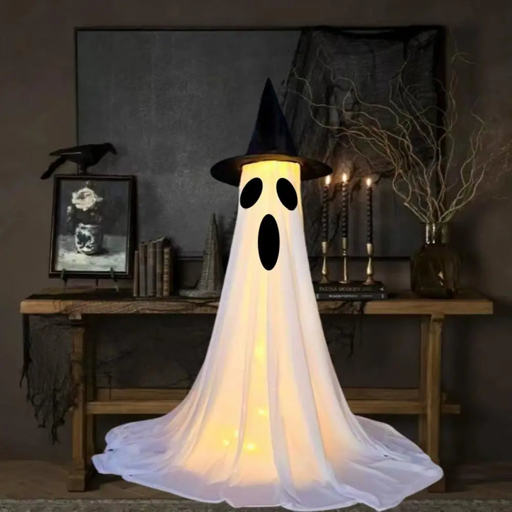 Lighted Spooky Ghost Decor Scary Standing Ghost with LED String Lights Home Porch Garden Yard Lawn Party Halloween Decorations