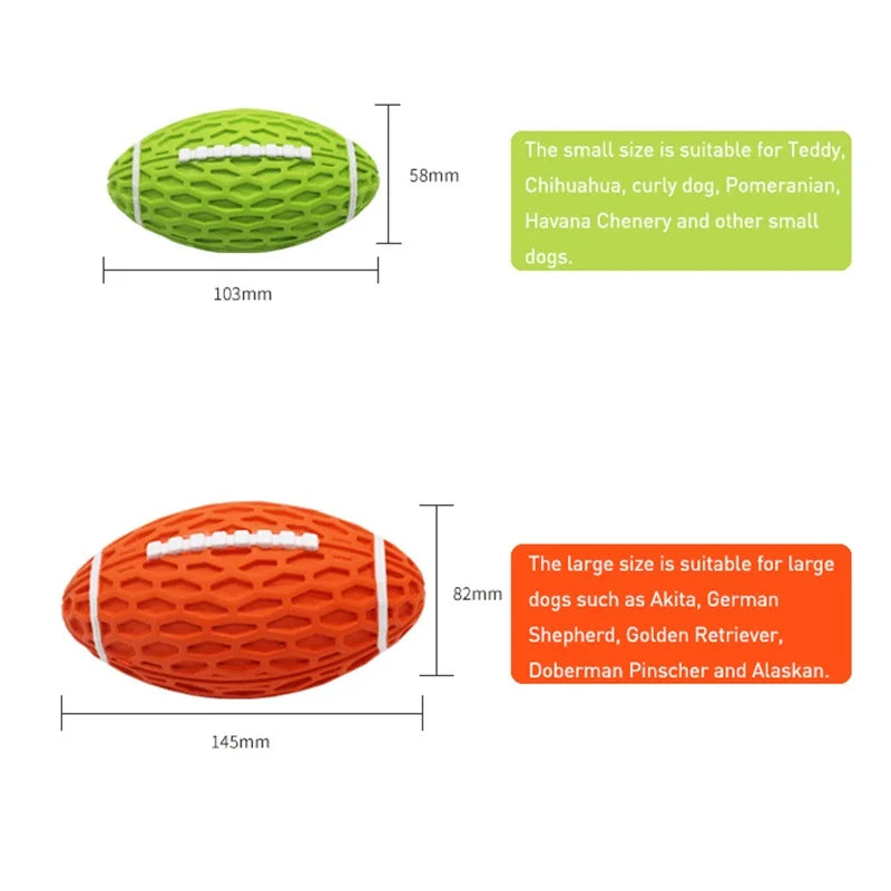 Football Dog Toy Rubber Pet Rugby Squeaky Sounding Ball Teeth Cleaning Chew Toy Interactive Play Pet Supplies Accessories - Premium pet toy from Lizard Vigilante - Just $19.99! Shop now at Lizard Vigilante