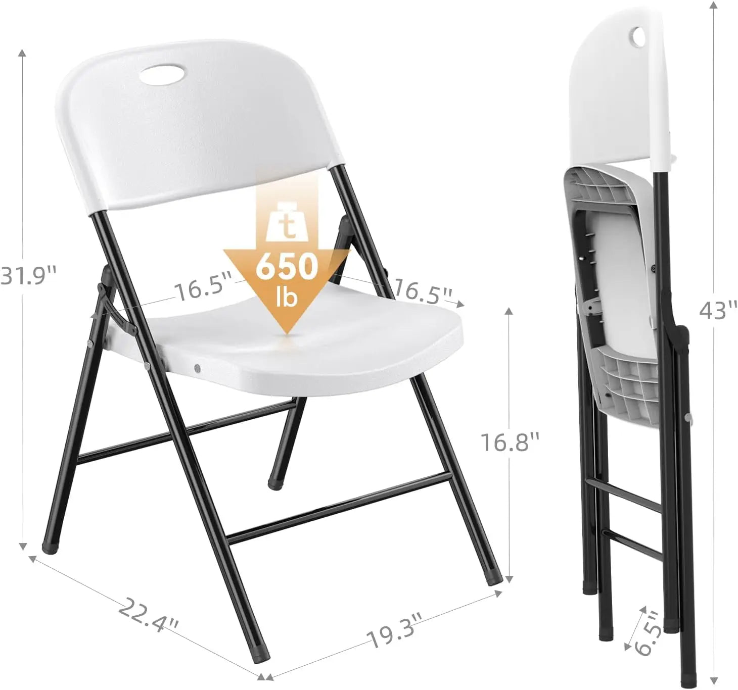 10-Pack Heavy Duty 650 lb Capacity Folding Chairs with Reinforced Steel Frame - Durable Plastic Seating for Indoor & Outdoor Events - Premium folding chairs from Lizard Vigilante - Just $388.88! Shop now at Lizard Vigilante