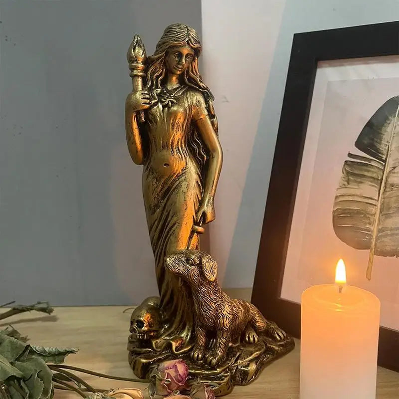 Goddess Statue Resin Sculpture Figurine Retro Witch Statue Goddess Spiritual Figurine Craft Art Statue for Home Decoration