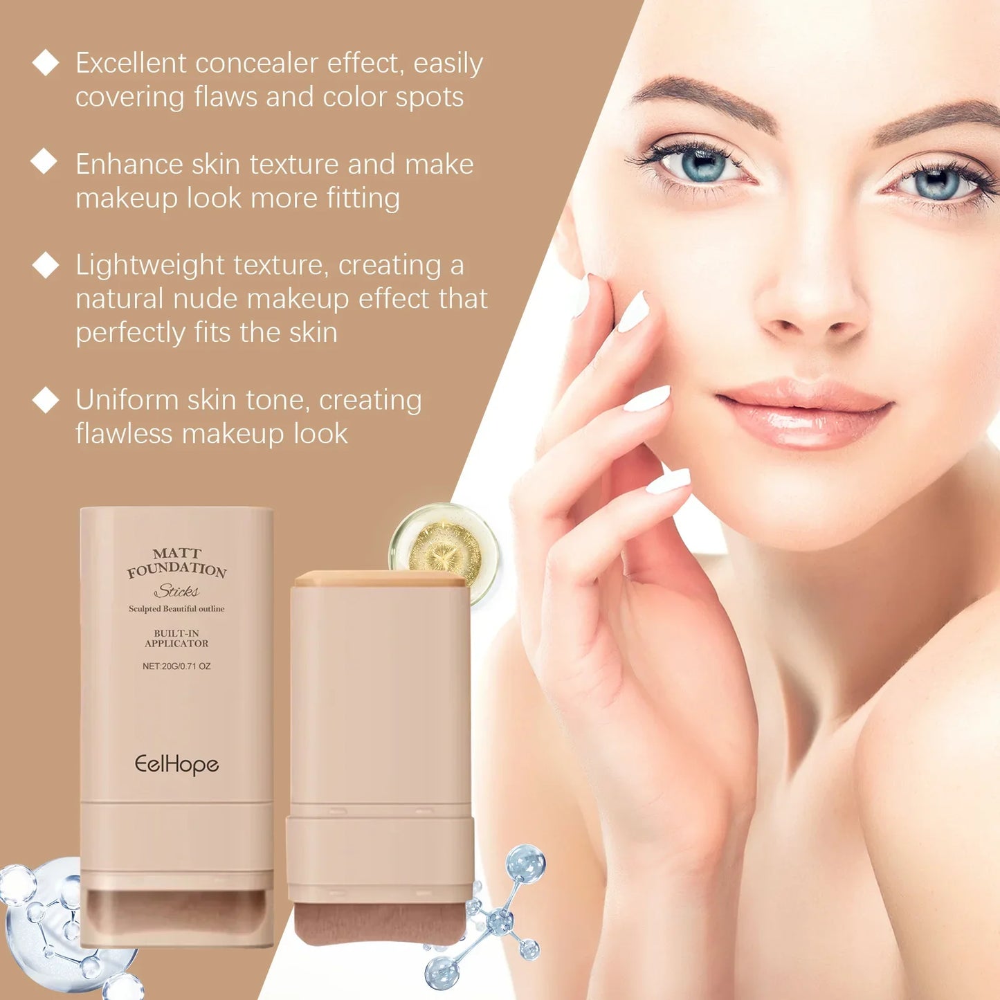 Eelhope Concealer Foundation Cream Long-Lasting Makeup Full Coverage Lightweight Waterproof Foundation Face Concealer Cosmetics