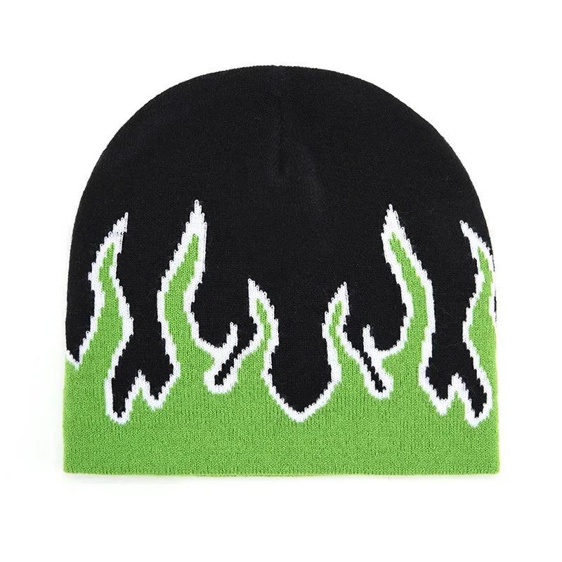 Hip Hop Street Flame Beanie Hat | Fashion Dance Skull Fire Knitted Bonnet | Hot Trend Hip Hop Apparel - Premium beanie from Lizard Vigilante - Just $18.88! Shop now at Lizard Vigilante