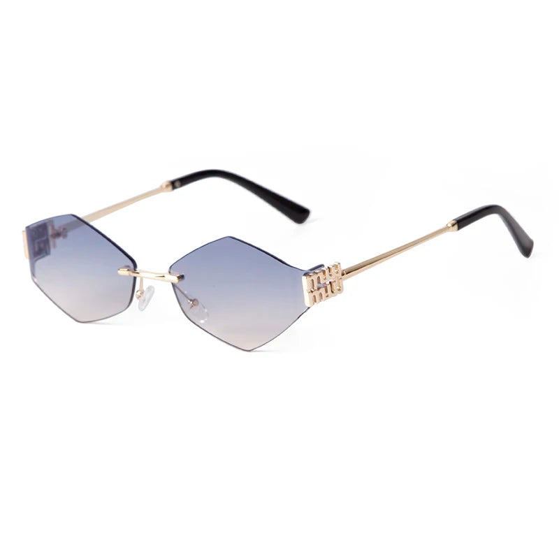 Trend Hexagon Rimless Sunglasses Women Men Brand Designer Gradient blue lens Polygon Metal Frame Driving Sun Glasses Shades Male - Premium  from Lizard Vigilante - Just $10.99! Shop now at Lizard Vigilante