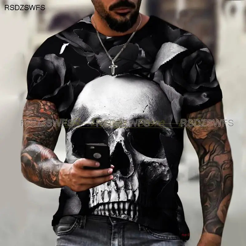 Crimson Reverie - Skull Rose 3D Print Tee – Wear the Dark Romance - Premium tee from Lizard Vigilante - Just $46.99! Shop now at Lizard Vigilante