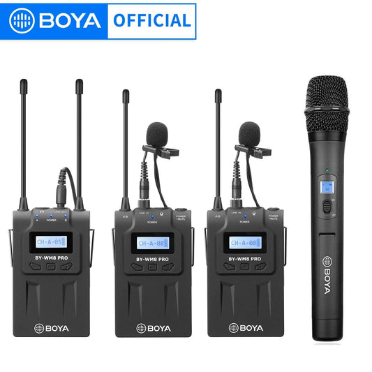 BOYA BY-WM8 Pro Professional Dual-Channel UHF Wireless Lavalier Lapel Microphone System for Camera iPhone PC DSLR LiveBroadcast - Lizard Vigilante