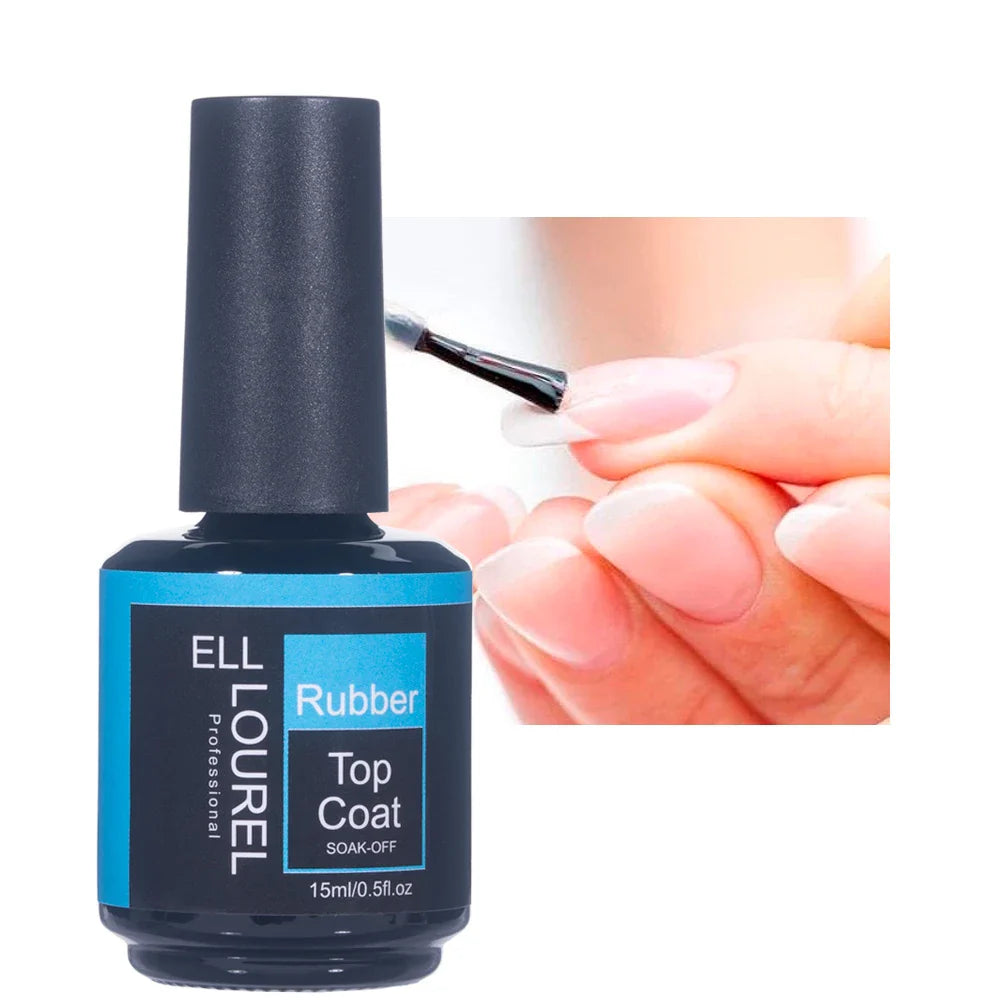 ELL LOUREL 30 Types Base Coat Top Coat No Wipe UV Gel 15ML Semi Permanent Glitter Tempered Top Multi-Function Gel Nail Polish