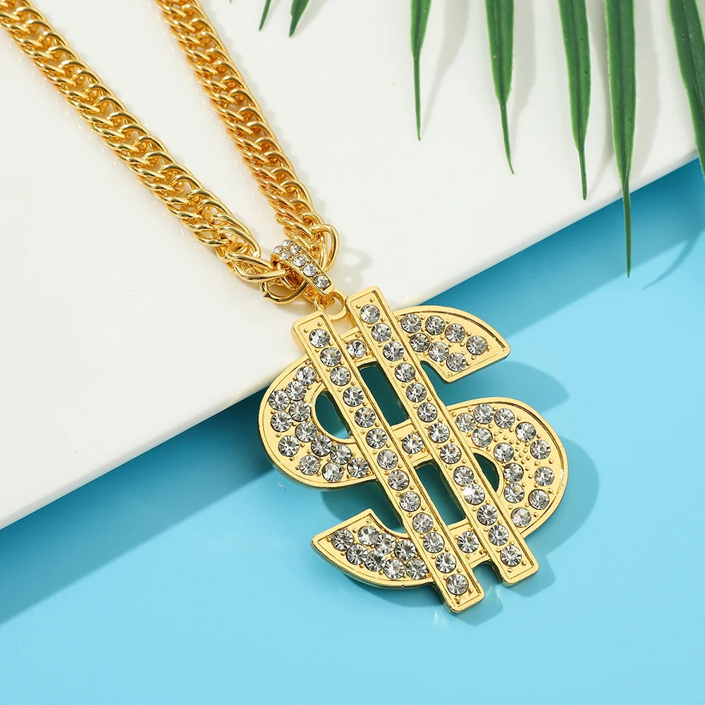Hip Hop Rap Gold Color US Dollar Pendant Necklace Luxury Rhinestones Dollar Money Symbol Necklace for Rock Jewelry Accessories - Premium  from Lizard Vigilante - Just $4.99! Shop now at Lizard Vigilante
