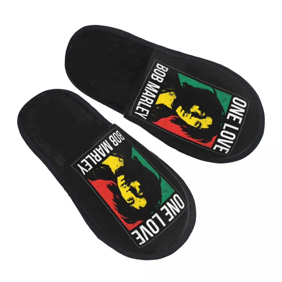 Jamaica Singer Reggae Rock Bob Marley Comfort Scuff Memory Foam Slippers Women Hotel House Shoes - Lizard Vigilante