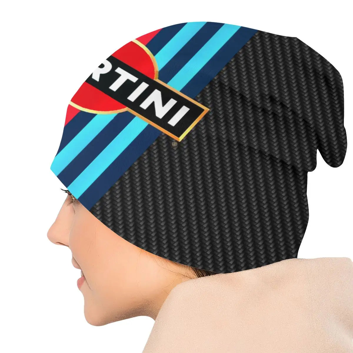 Martini Carbon Cool: Ultra-Thin Racing Skullies for Men & Women - Premium unisex beanie from Lizard Vigilante - Just $20.88! Shop now at Lizard Vigilante