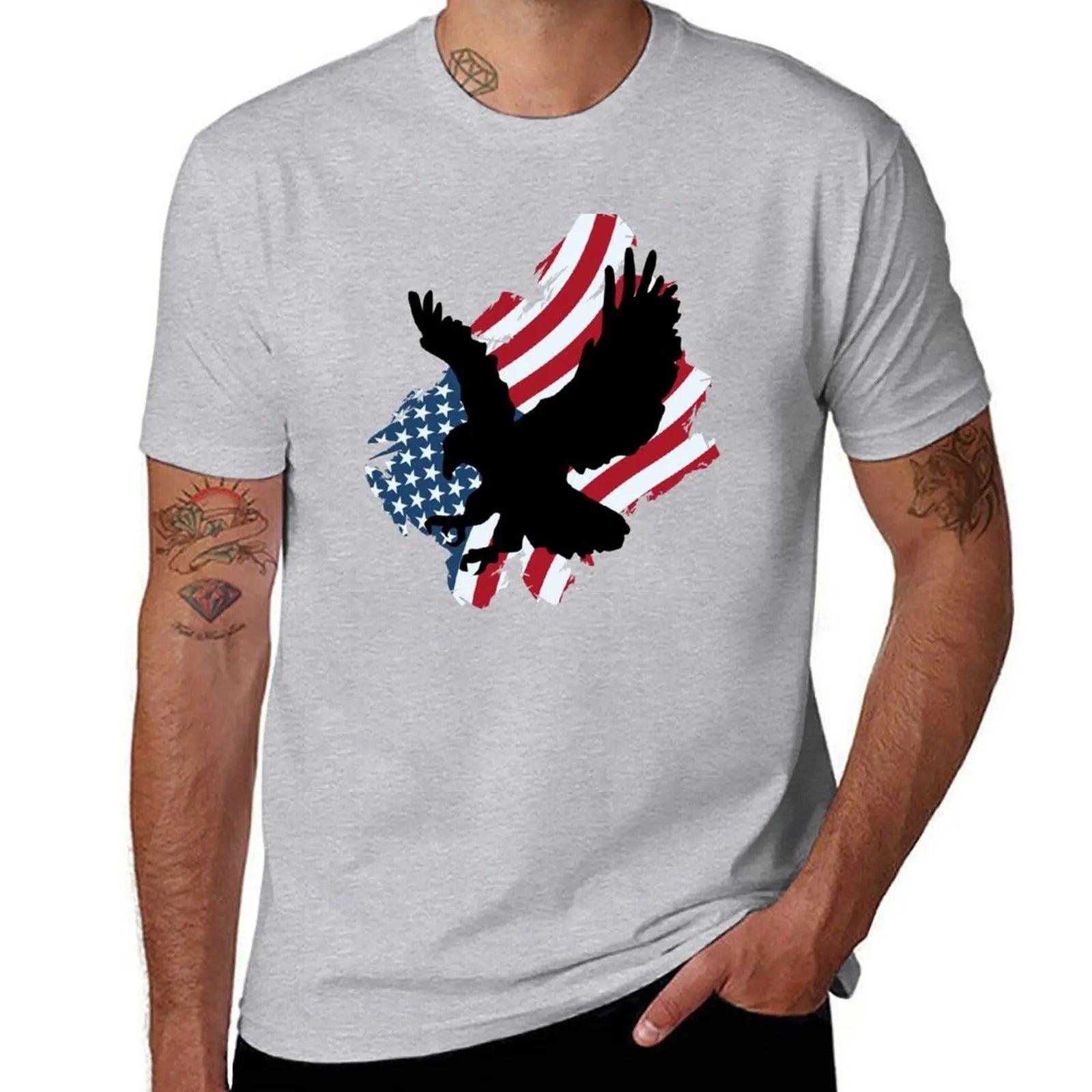 Eagle Distressed USA Flag T-Shirt Boys Animal Print Fashion Mens Clothing - Lizard Vigilante