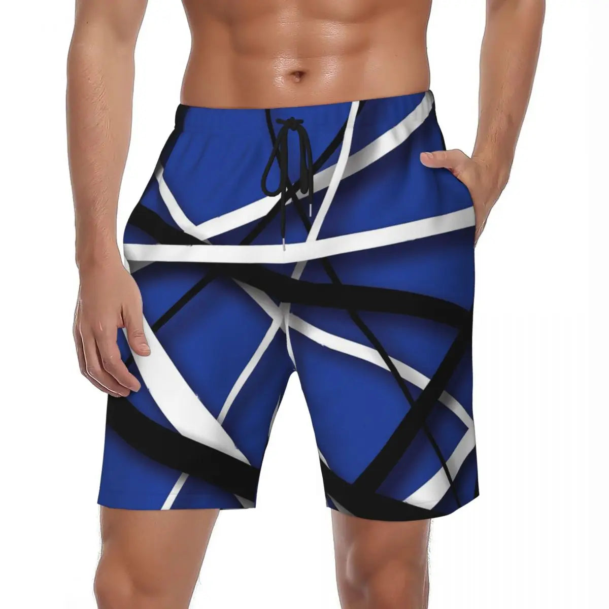 Van Halen Summer Stripes Gym & Swim Shorts – Fast-Dry Digital Print Board Shorts for Men’s Beach Adventures - Premium shorts from Lizard Vigilante - Just $38.88! Shop now at Lizard Vigilante