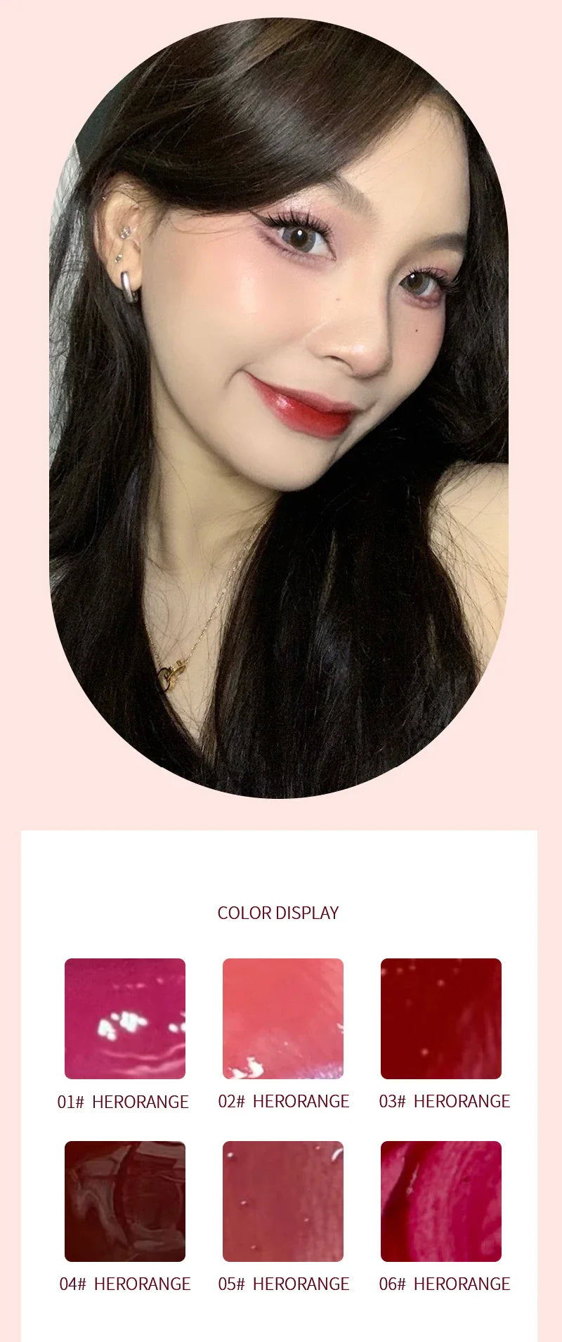 HERORANGE Light Glass-Like Lip Lacquer - Mirror Shine, Hydrating Formula; Smudge-Proof, Long-Wear, and Skin-Brightening