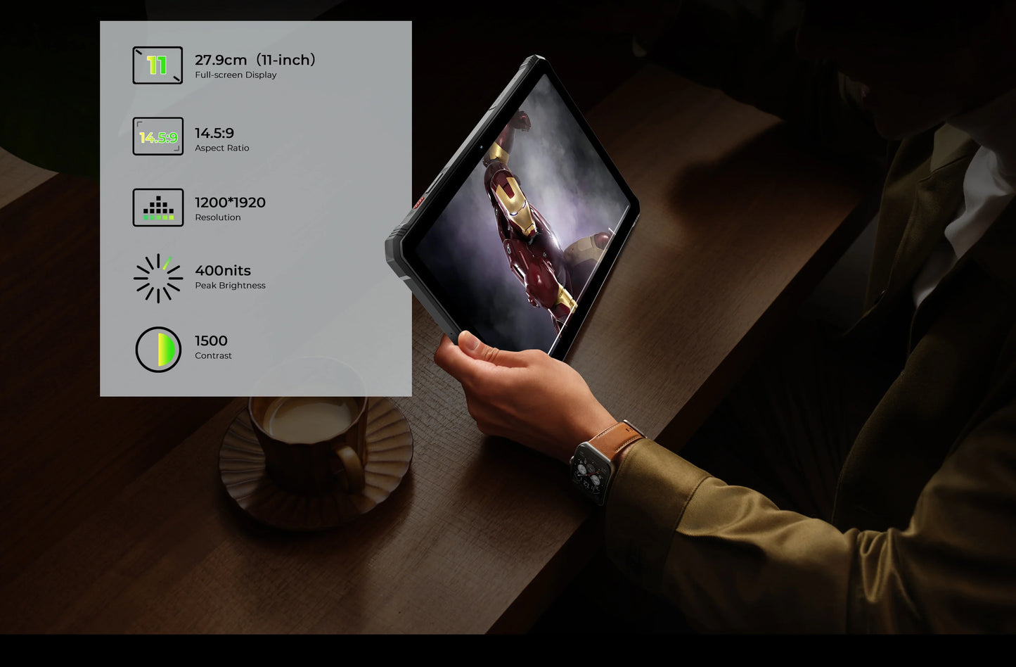 HOTWAV R9 Pro Rugged Tablet 11'' FHD+ 2K Display 20080mAh Massive Battery Pad Android 14 6GB 256GB Camera Global 4G Tablet PC