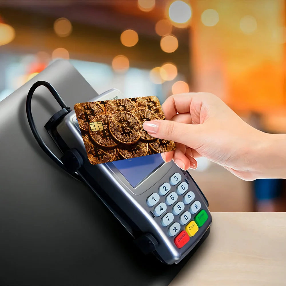 Crypto Currency Bitcoin Credit Card Stickers Waterproof Scratch Resistant 4PCS Set