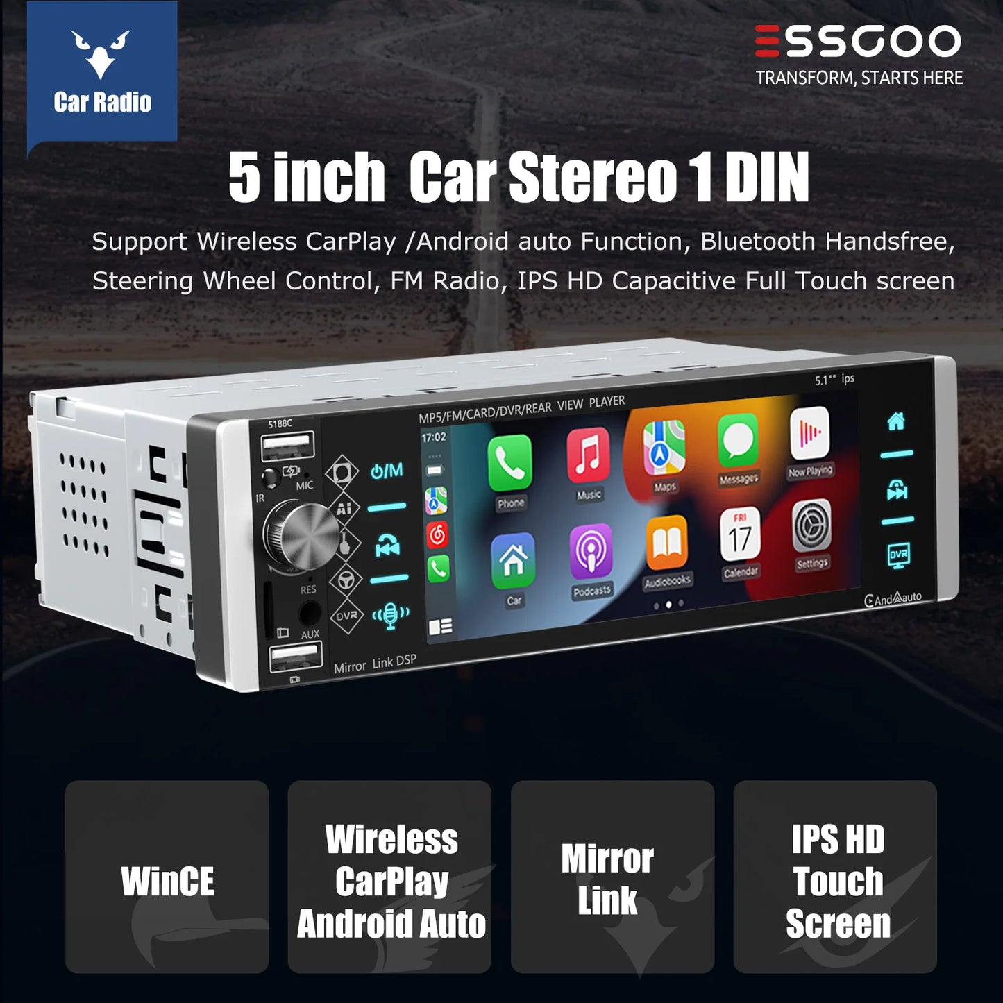 ESSGOO InfernoDrive 5" HD Car Stereo — The Rebel’s Wireless Command Center