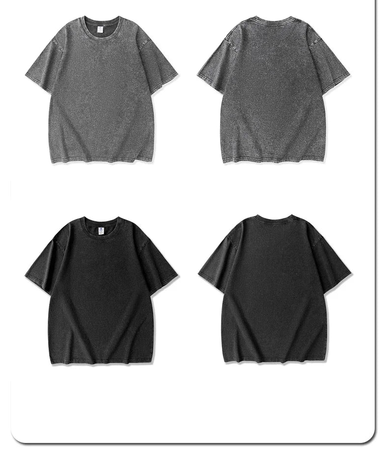 250gsm Vintage Acid Wash Punk Tee – Retro Streetwear T-Shirt for Men & Women | Harajuku Hip-Hop Grunge Cotton Short Sleeve | Namou Drane Exclusive - Premium tee from dsers - Just $27.77! Shop now at Lizard Vigilante