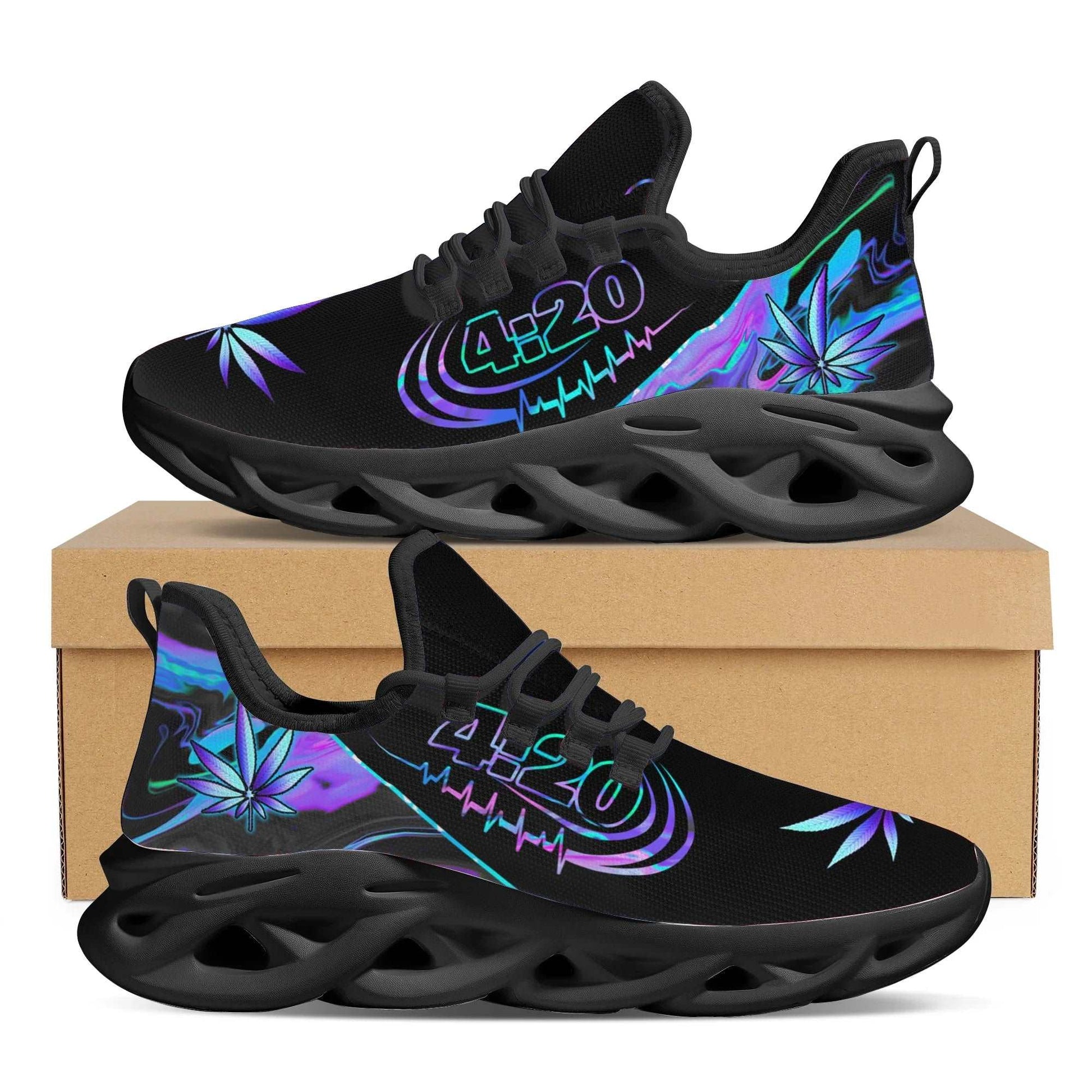 420 Blue Trippy Weed Pot Pattern Ladies Flat Shoes Comfortable Lace up Marijuana Sneakers Lightweight Women Footwear - Premium  from Lizard Vigilante - Just $59.99! Shop now at Lizard Vigilante