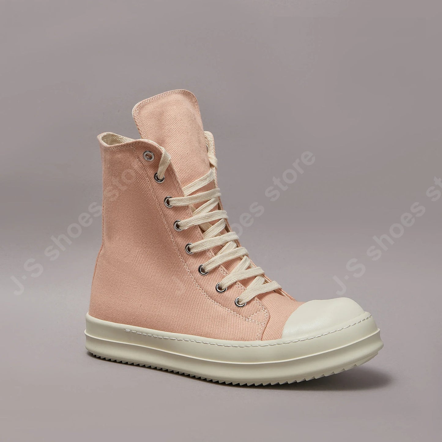 Ricks Casual Shoes Women Pink Canvas Shoes High Tops Men Sneaker Owens Ankle Boot Zipper Thick Sole Flat Shoes Luxury Sneakers - Premium  from Lizard Vigilante - Just $164.99! Shop now at Lizard Vigilante