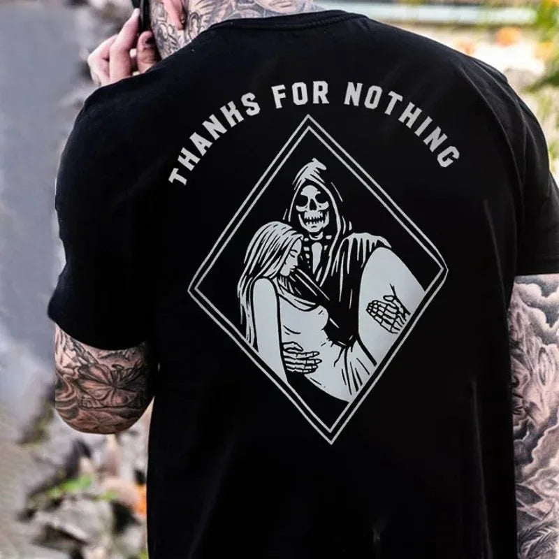 Gothic Punk Style Skull Graphic Men Tshirts Street Rock Hip-Hop Streetwear Grunge Heavy Metal Rock Top Oversized Tee Ropa Hombre - Premium  from Lizard Vigilante - Just $23.99! Shop now at Lizard Vigilante