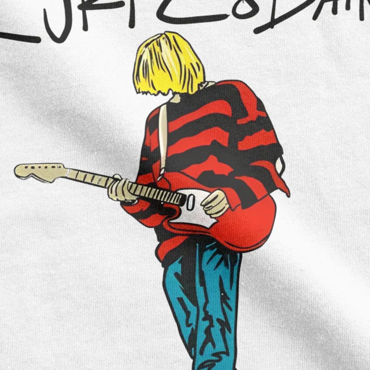 Men's Kurt Cobain Guitar T Shirts Rock-Nirvana 100% Cotton Tops Awesome Short Sleeve Round Collar Tees Original T-Shirt - Premium tee from Lizard Vigilante - Just $23.99! Shop now at Lizard Vigilante